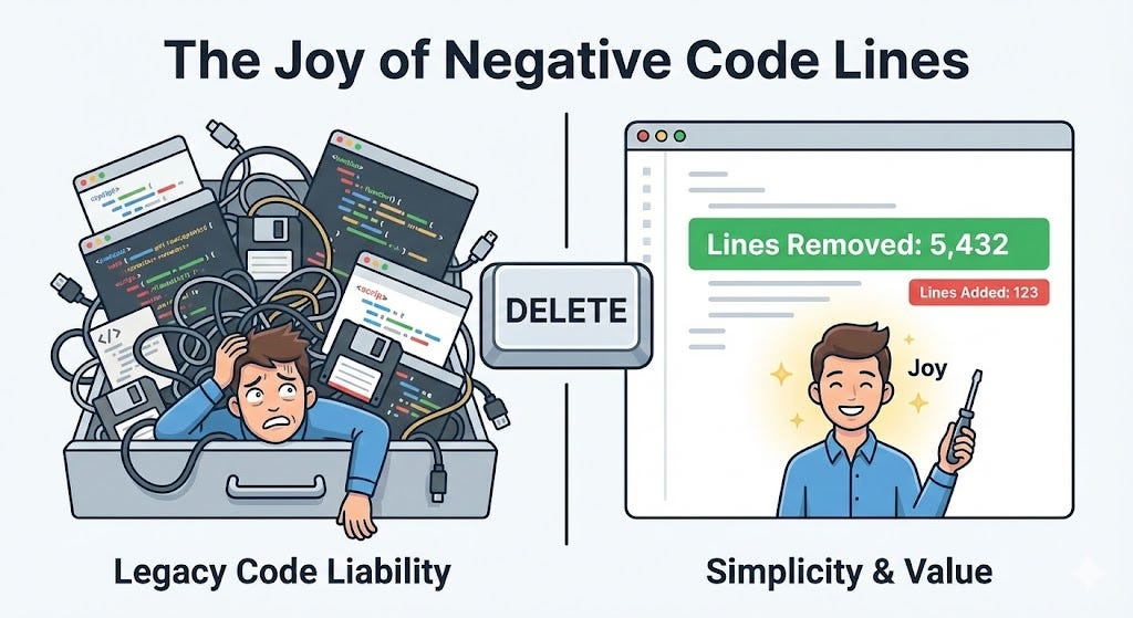 The Joy of Negative Code Lines
